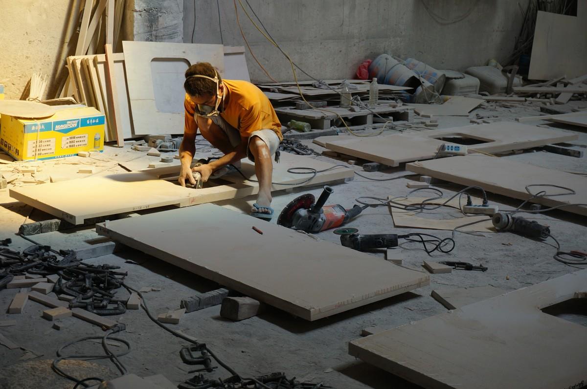 cocina de cuarzo beige