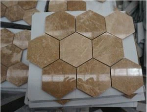 Azulejo de mosaico hexagonal de mármol Emperador claro